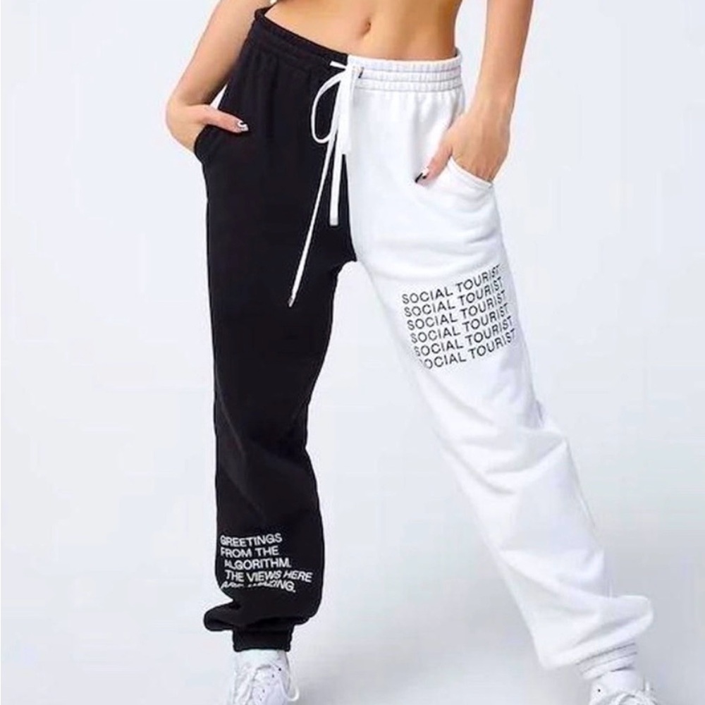 Social Tourist Black and White Women's Joggers